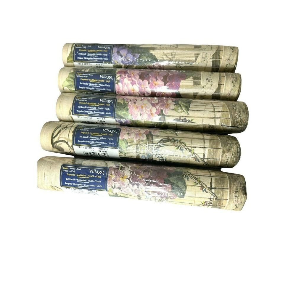 Village Wallpaper Border Lot of‎ 5 – 15 Feet (60 Feet) Pre-Pasted Vinyl NEW
